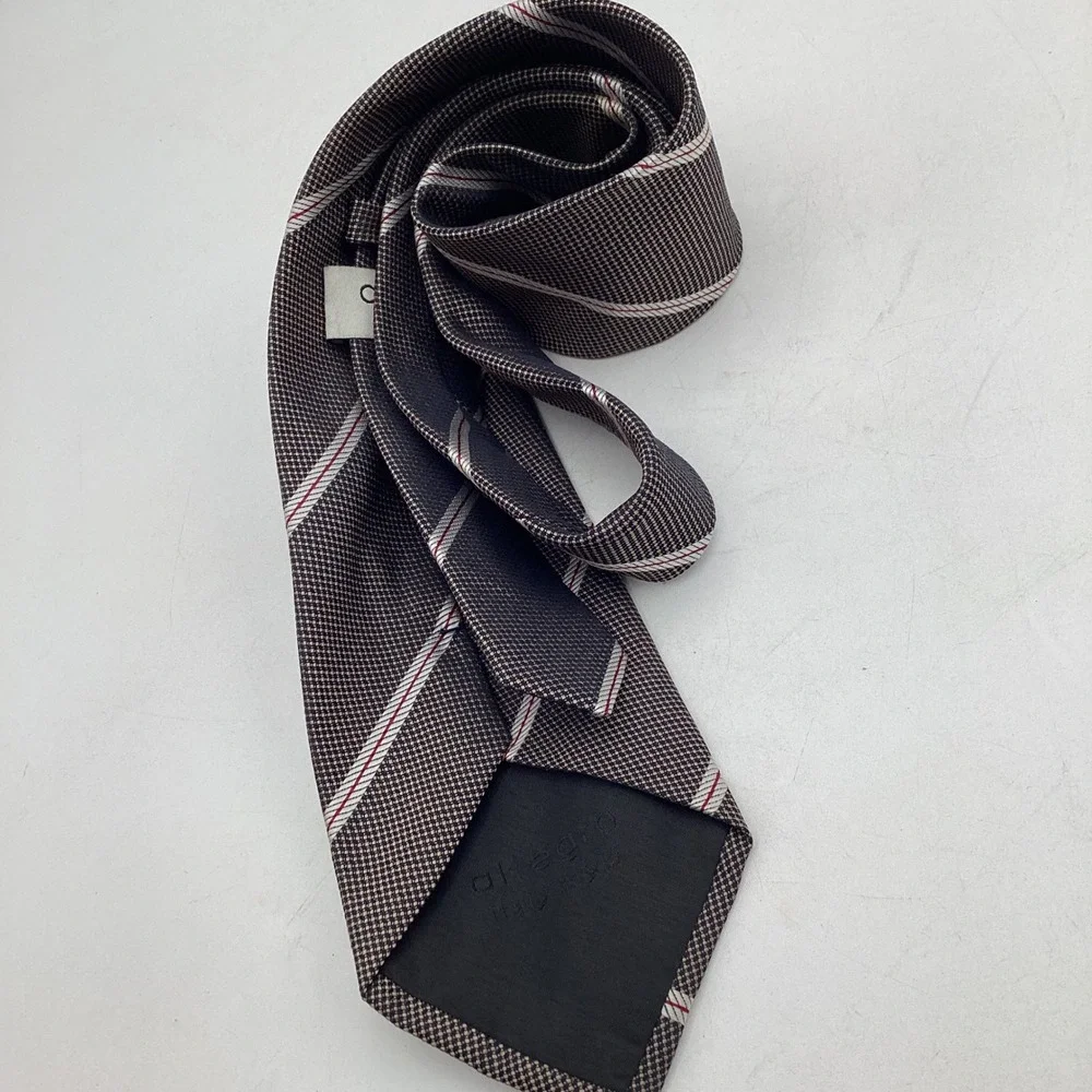 Altegro Italy Style Mens Silk Tie‎ Brown Red White Striped Pattern Necktie